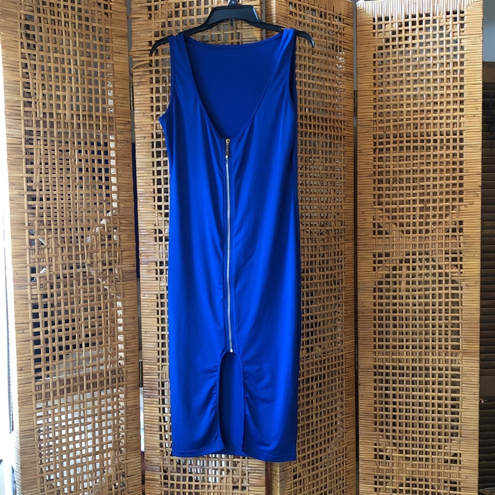 Royal Blue Sexy $ Sophisticated Zipper Front Dress - Picture 2 of 6